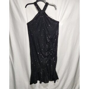 Grace Karin Womens Dress Size XL Black Shiny Shimmer Glitter Fitted Party NWT